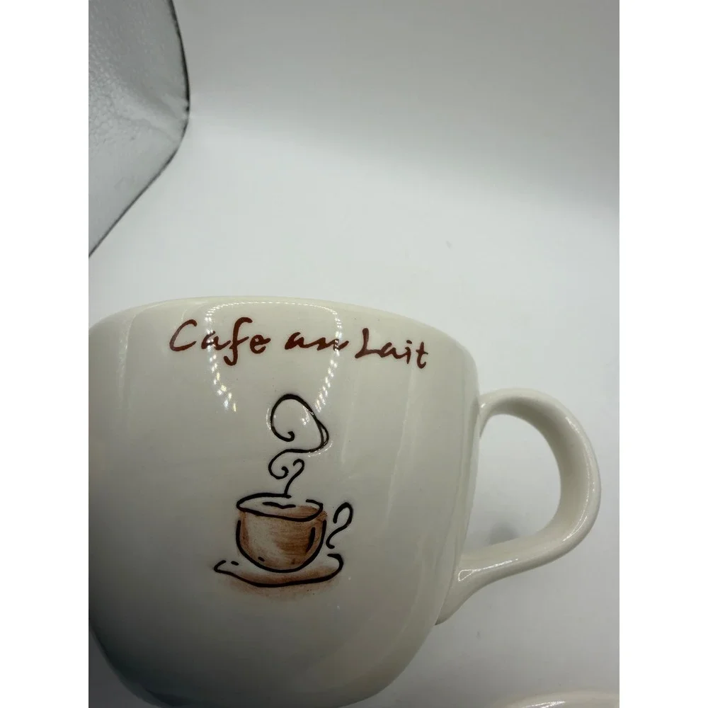 Pottery Barn Outlet Cappuccino Cafe au Lait Ceramic Coffee Mug Set of‎ 2 White